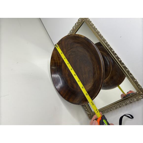 Decorative Vintage Wooden Pedestal Bowl Display/Fruit Bowl Grannycore Rustic - Picture 7 of 9